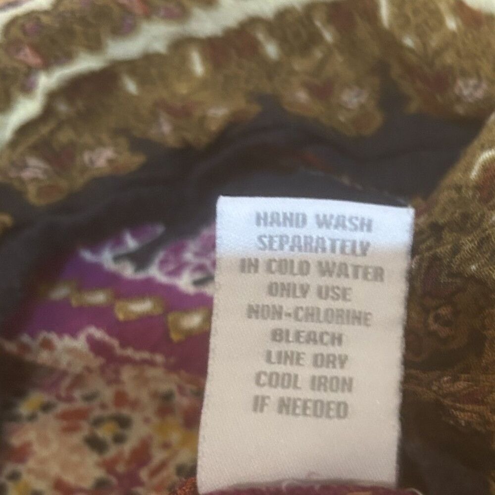Dressbarn Blouse Womens 1X V Neck Multicolor Beaded Embroidery Boho Hippie *Flaw - Picture 8 of 11
